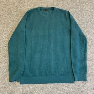 Lightweight Merino Wool Blend Men's Crewneck Sweater in Teal